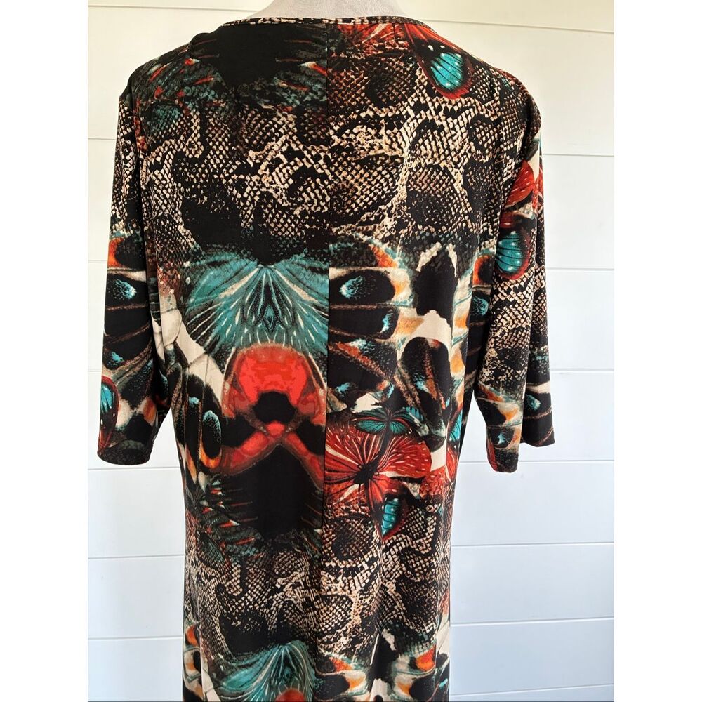 Attitudes Renee Butterfly Snake Jersey Elbow Sleeve Maxi Dress New  Sz XL - Picture 6 of 10